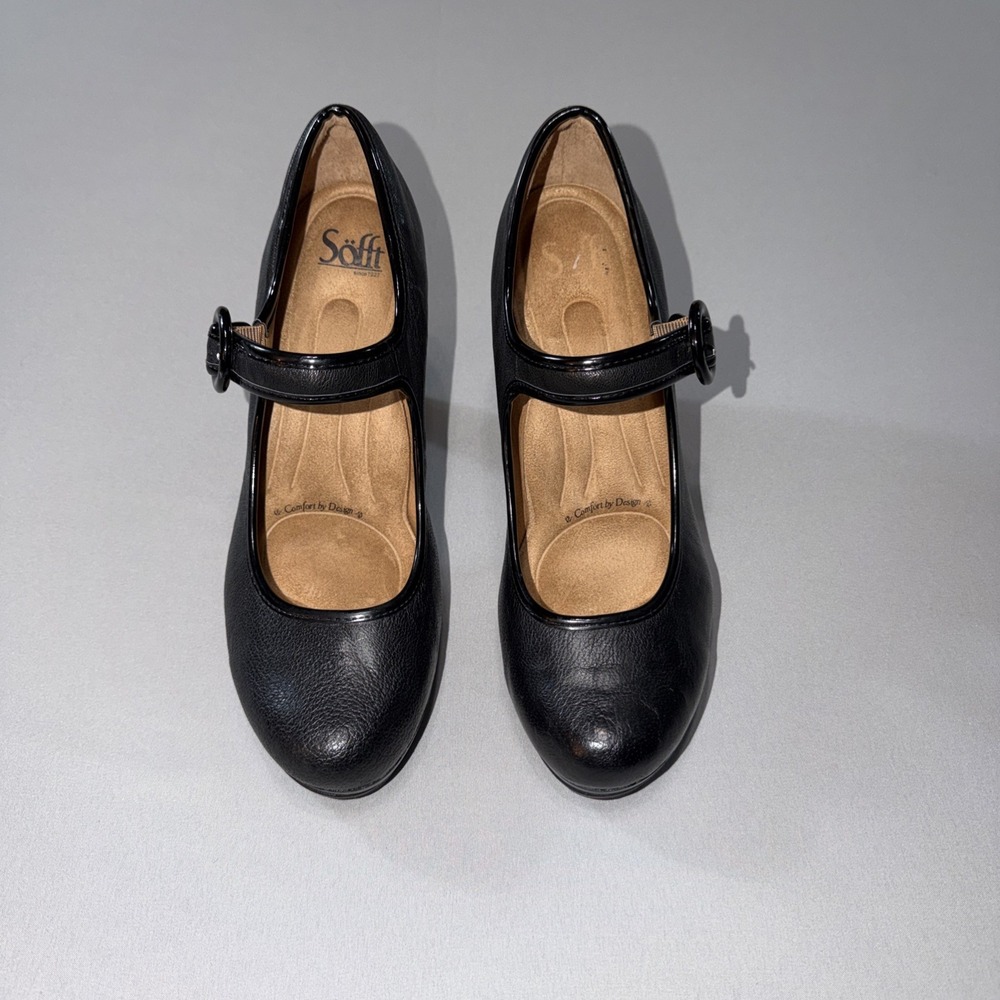 Söfft Black Leather Platform Mary Jane 4" High Heels Pumps Woman's Size 10M
